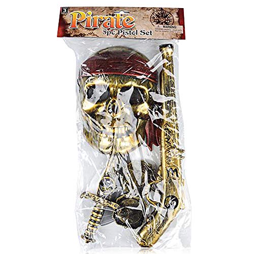 ArtCreativity Pirate Play Set for Kids, 5PC Playset with Plastic Sword, Pistol, Dagger, Compass, and Mask, Pirate Halloween Costume Accessories and Photo Booth Props, Fun Pretend Play Set