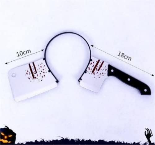 Halloween Costume Scary Weapon Headbands, 4 Packs Rubber Plastic Knife Axe Cleaver and Scissor Through Head, Zombie Accessories Makeup for Teen Men Women Adults Clearance Gifts