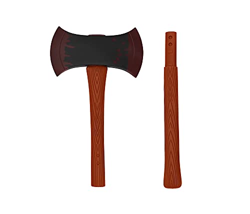 Nicky Bigs Novelties Adult Double Bladed Bloody Plastic 2 Sided Blades Axe Killer Clown Evil Psycho Weapon Cosplay Prop