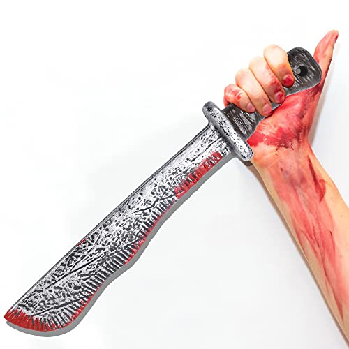 SZCXTOP Halloween Bloody Machete Costume Prop Accessory,Cosplay Knives Fake Realistic Bleeding Plastic Knife Toys