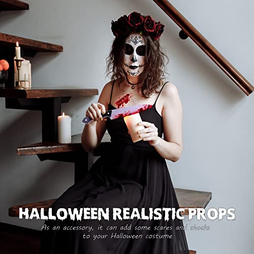 WINUSD 2PCS Halloween Costume Knife Prop Set, Fake Knife and Fake Blood, Bloody Knife Prop, Halloween Scream Costume Decorations for Accessory April Fool's Day Prank Gifts