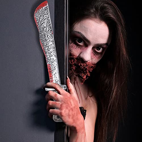 SZCXTOP Halloween Bloody Machete Costume Prop Accessory,Cosplay Knives Fake Realistic Bleeding Plastic Knife Toys