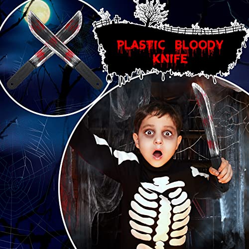 6 Pcs Halloween Knife Plastic Machete Knife Prop Realistic Fake Knife Halloween Knife Toy Cosplay Knives for Cosplay Halloween Party Costume Accessory(Classic Style)