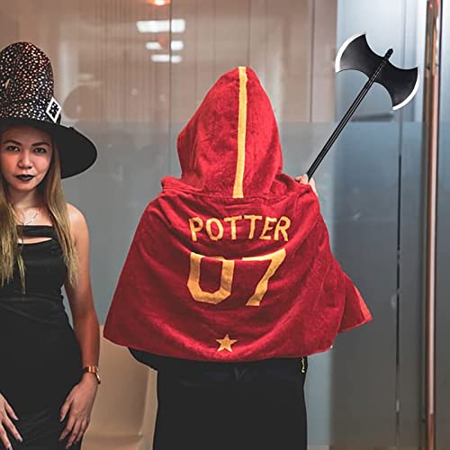 KEPATO Halloween Weapons Plastic Broad Axe Executioner's Axe Weapon Toys Prop Medieval Costume Battle Axe with Collapsible Handle Fake Double Blade