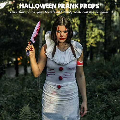 WINUSD 2PCS Halloween Costume Knife Prop Set, Fake Knife and Fake Blood, Bloody Knife Prop, Halloween Scream Costume Decorations for Accessory April Fool's Day Prank Gifts