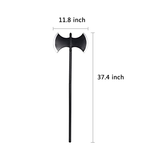 KEPATO Halloween Weapons Plastic Broad Axe Executioner's Axe Weapon Toys Prop Medieval Costume Battle Axe with Collapsible Handle Fake Double Blade