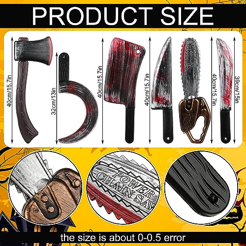 Hiboom 6 Pieces Halloween Knife Fake Knife Halloween Plastic Machete Toy Halloween Sickle Weapon Scream Knife Halloween Realistic Prank Props for Cosplay Halloween Party Costume Accessory