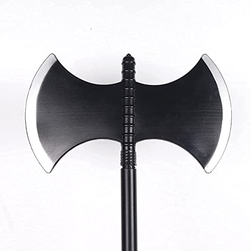 KEPATO Halloween Weapons Plastic Broad Axe Executioner's Axe Weapon Toys Prop Medieval Costume Battle Axe with Collapsible Handle Fake Double Blade