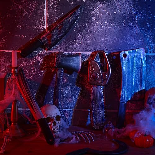 Hiboom 6 Pieces Halloween Knife Fake Knife Halloween Plastic Machete Toy Halloween Sickle Weapon Scream Knife Halloween Realistic Prank Props for Cosplay Halloween Party Costume Accessory