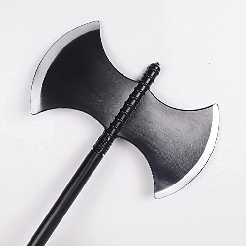 KEPATO Halloween Weapons Plastic Broad Axe Executioner's Axe Weapon Toys Prop Medieval Costume Battle Axe with Collapsible Handle Fake Double Blade