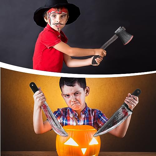 Hiboom 6 Pieces Halloween Knife Fake Knife Halloween Plastic Machete Toy Halloween Sickle Weapon Scream Knife Halloween Realistic Prank Props for Cosplay Halloween Party Costume Accessory