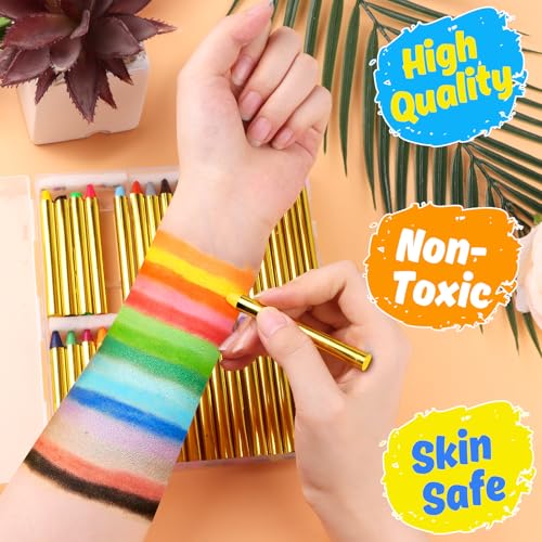 LOKIPA 36PCS Face Paint, Safe & Non-Toxic Face and Body Paint Crayons Face Paint Kids with 5 Stickers for Birthday Makeup Party Supplies, Festivals, Gifts for Kids