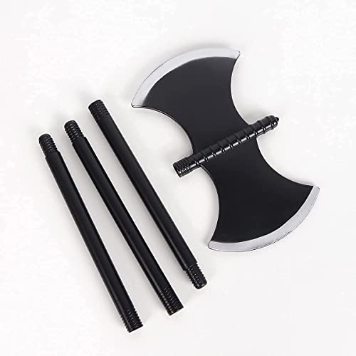 KEPATO Halloween Weapons Plastic Broad Axe Executioner's Axe Weapon Toys Prop Medieval Costume Battle Axe with Collapsible Handle Fake Double Blade