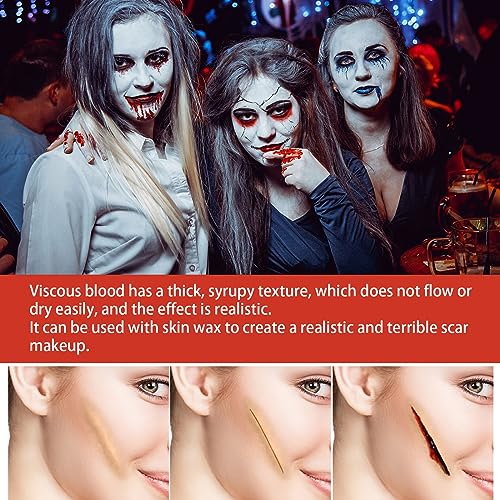 Halloween Fake Blood Makeup Kit, 2024 New Realistic Special Effects SFX Makeup Set with Coagulated Blood Fake Blood Spray Dripping Blood, Washable Body Paint for Zombie Vampire Monster Cosplay (1 set)