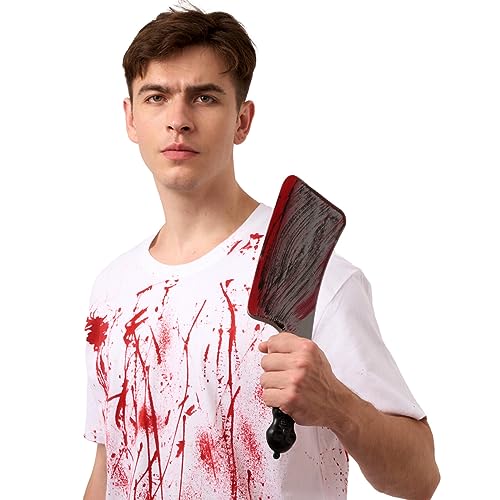 Spooktacular Creations Halloween Bloody Cleaver Costume Prop, Fake Knife Plastic Weapon Toy for Kids Men Women Halloween Cosplay Accessory, Horror Costume Party