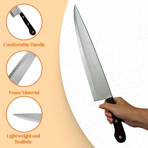 4E's Novelty 17.5" Fake Kitchen Knife Costume Prop, PE Foam Large Size Realistic Looking Halloween Prop Knife Toy for Michael Myers Costume Accessories