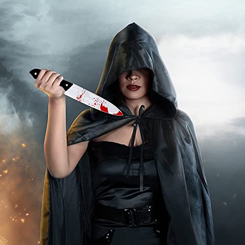 DERAYEE 2PCS Halloween Prop Knife, 12 Inch Plastic Bloody Fake Knife Halloween Classic Horror Prank Props for Scary Halloween Party, Cosplay (Sliver)