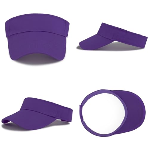 Century Star UPF 50+ Kids Visor Sun Hat Adjustable Girls High Ponytail Tennis Hat Sports Boys Running Golf Visor Cap 1Pc Dark Purple 8-14T