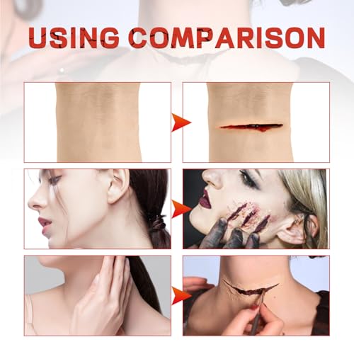 Halloween Fake Blood Makeup Kit, 2024 New Realistic Special Effects SFX Makeup Set with Coagulated Blood Fake Blood Spray Dripping Blood, Washable Body Paint for Zombie Vampire Monster Cosplay (1 set)