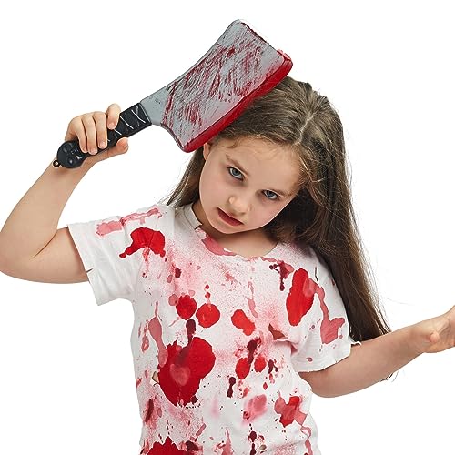Spooktacular Creations Halloween Bloody Cleaver Costume Prop, Fake Knife Plastic Weapon Toy for Kids Men Women Halloween Cosplay Accessory, Horror Costume Party