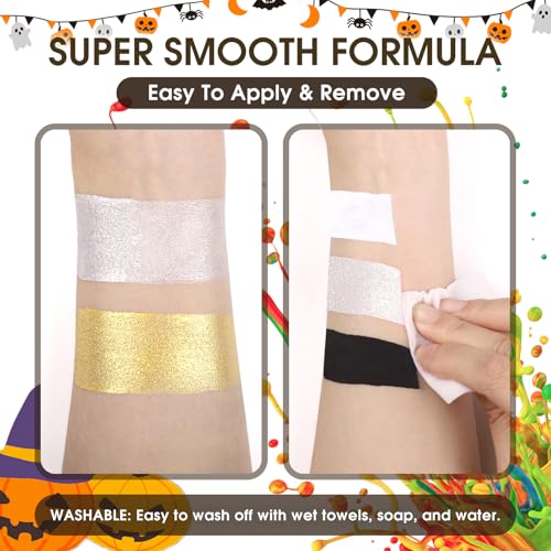 BOBISUKA Sliver Makeup Liquid Face and Body Paint Washable Non Toxic Facepaint Quick Drying Metallic Sliver Foundation Makeup for Cosplay SFX Costume Party Large Capacity(130ml)