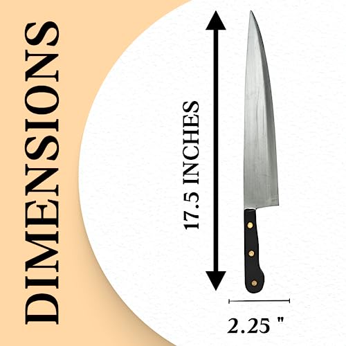 4E's Novelty 17.5" Fake Kitchen Knife Costume Prop, PE Foam Large Size Realistic Looking Halloween Prop Knife Toy for Michael Myers Costume Accessories