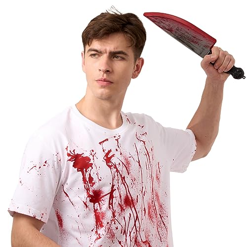 Spooktacular Creations Halloween Bloody Plastic Knife, Fake Knife Toy, Knife Weapon Prop for Halloween Costume Accessories, Horror Costume Prop