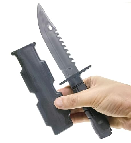 Cooplay 2 Set Simulated Dagger with Scabbard Military Police Trickery Cosplay Magic Props Stage Performance Adult Toy Plastic Prank Knife Joke for Halloween Party