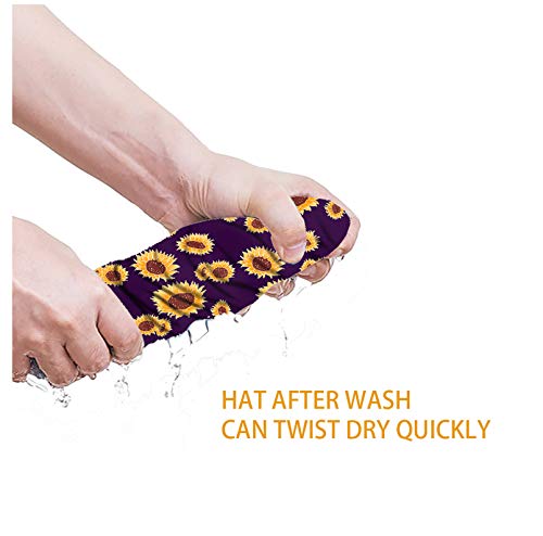 JoyLamoria Halloween Caps Cartoon Printed Adjustable Tie Back Turban Hats Sweatband Caps Hair Cover for Women Men, Floral Skull