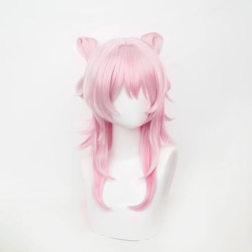 Meguru March 7th New Forms Wig Honkai Star Rail Cosolay Pink Hairs with Two Hairpin for Adult Women Cos March 7th Role Playing Party