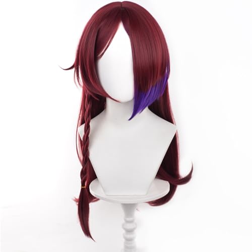 Cosplay Wig Genshin Impact Chasca Wig Anime Costume Long Hair Deep Red Straight Hair with Bangs and for Women Halloween Family Party
