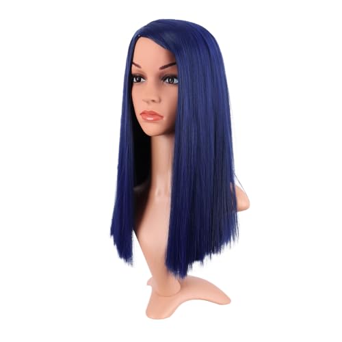 MapofBeauty 16 Inch/40 cm Cosplay Costume Straight Medium Length Synthetic Fiber Party Game Cosplay Wig (Dark Blue)