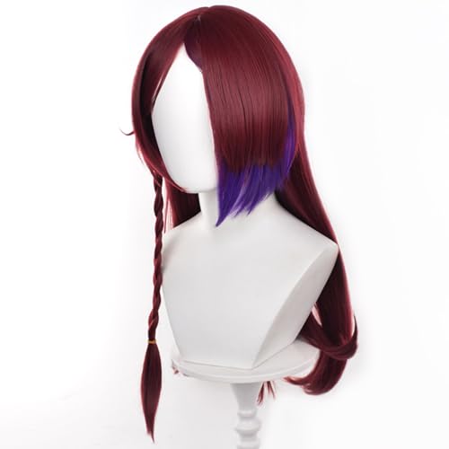 Cosplay Wig Genshin Impact Chasca Wig Anime Costume Long Hair Deep Red Straight Hair with Bangs and for Women Halloween Family Party