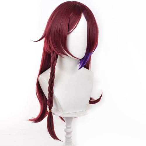 Cosplay Wig Genshin Impact Chasca Wig Anime Costume Long Hair Deep Red Straight Hair with Bangs and for Women Halloween Family Party
