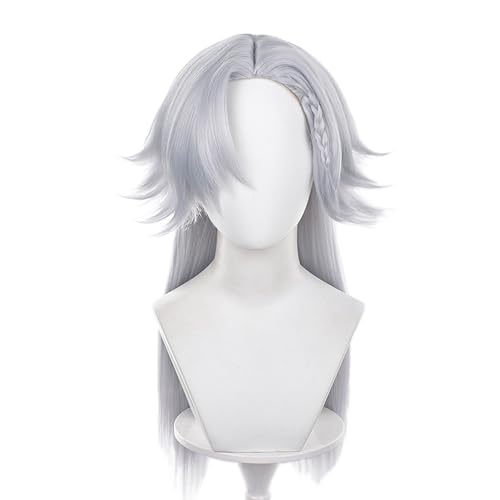 XiongXiongLe Identity V Ithaqua Wig Cosplay Costume Philosopher's Stone Silver White Gradient Sky Blue Long Straight Hair Wig for Adult Cos Anime Game Party Halloween Christmas(Ithaqua)