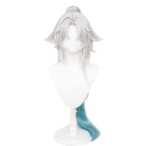 XiongXiongLe Feixiao Cosplay Wig Honkai Star Rail Long Straight Women Costume White Gradient Sky Blue Wigs for Adult Women Cos Anime Game HSR Party Halloween Christmas Comic(Feixiao)