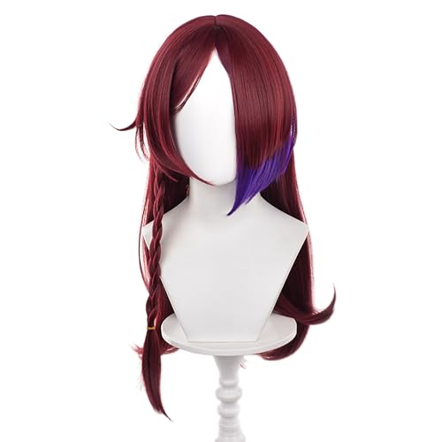 XiongXiongLe Genshin Chasca Wig for Women Costume Long Straight Wine Red Gradient Purple Hair Wigs Cosplay Genshin Impact Anime Game Party Halloween Christmas Comic(Chasca)