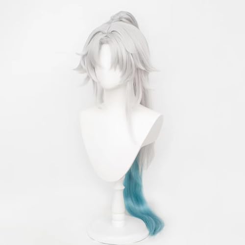 XiongXiongLe Feixiao Cosplay Wig Honkai Star Rail Long Straight Women Costume White Gradient Sky Blue Wigs for Adult Women Cos Anime Game HSR Party Halloween Christmas Comic(Feixiao)