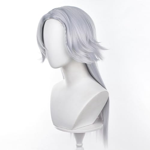 XiongXiongLe Identity V Ithaqua Wig Cosplay Costume Philosopher's Stone Silver White Gradient Sky Blue Long Straight Hair Wig for Adult Cos Anime Game Party Halloween Christmas(Ithaqua)