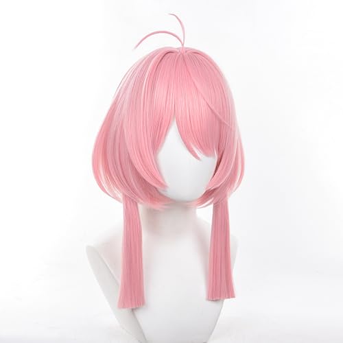 XiongXiongLe Wuthering Waves Taoqi Cosplay Wig Women Costume Pink Middle Long Straight Hairs Wigs with Two Braids for Women Adult Cos Anime Game Party Halloween Christmas(Taoqi)