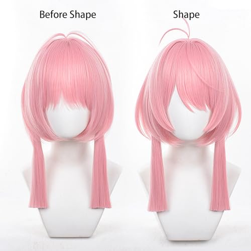 XiongXiongLe Wuthering Waves Taoqi Cosplay Wig Women Costume Pink Middle Long Straight Hairs Wigs with Two Braids for Women Adult Cos Anime Game Party Halloween Christmas(Taoqi)