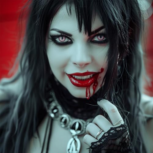 BOBISUKA Halloween Vampire Teeth Fake Blood Makeup Kit, Special Effects SFX Makeup Set 3 Pairs Vampire Fangs + 2Pcs Realistic Washable Fake Blood for Halloween, Vampire, Cosplay, Costume Party