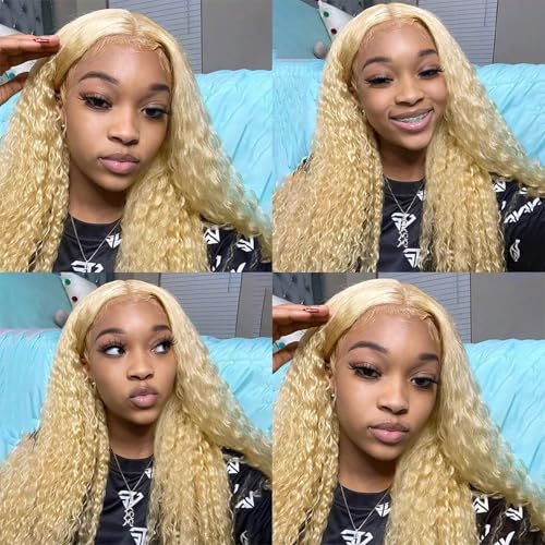 MARUOL 20 Inch 613 Lace Front Wig Deep Wave Blonde 13x6 HD Lace Front Wigs Human Hair Pre Plucked 180% Density 613 Colored Curly Blonde Wig Human Hair Glueless Water Wave Lace Frontal Wigs for Women
