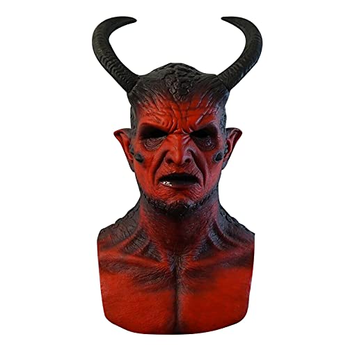 Scary Halloween Mask Demon Latex Mask Devil Realistic Masks for Adults Horror Devil Horns Prank Spooky Present Halloween Kid Gift