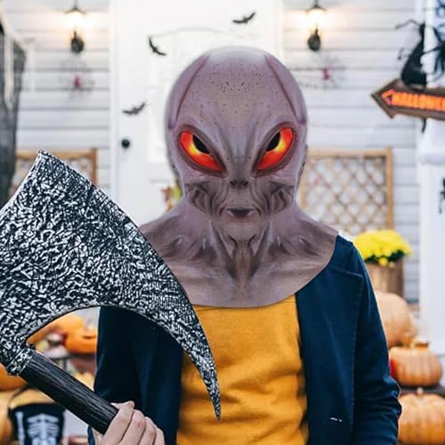 ZeawIEsvbyt Realistic Alien Mask Halloween Head Mask Scary Latex Mask for Halloween Carnival Costume Party (Num.13)