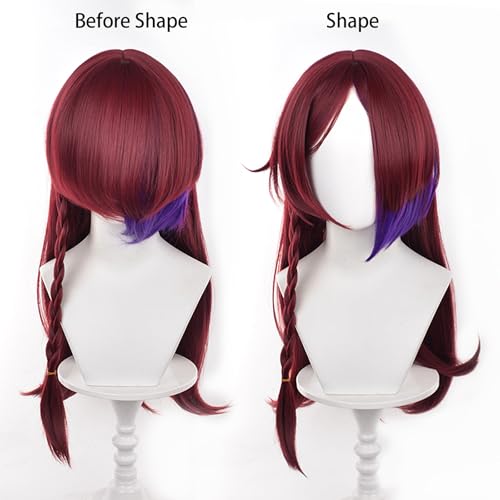 XiongXiongLe Genshin Chasca Wig for Women Costume Long Straight Wine Red Gradient Purple Hair Wigs Cosplay Genshin Impact Anime Game Party Halloween Christmas Comic(Chasca)