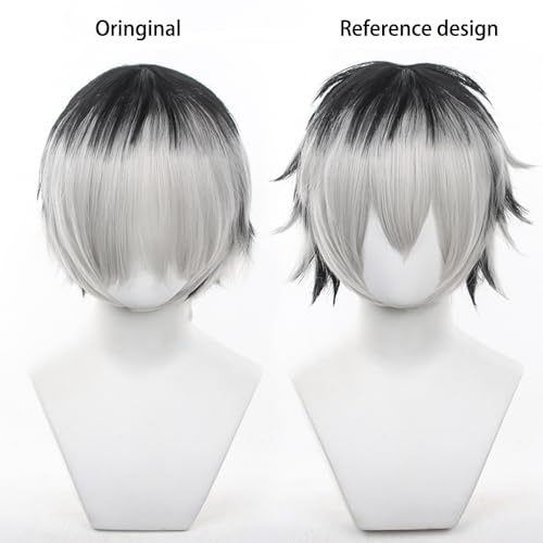 Bokuto Koutarou Cosplay Costume Wig Black Mixed Silver Short Haris for Adult Men COS Bokuto Koutarou Party