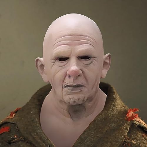 FAFAN Halloween Face Old Grandpa Shaped Mask Realistic Halloween Latex Human Wrinkle Face Mask Old Man Mask (Blad men 01)