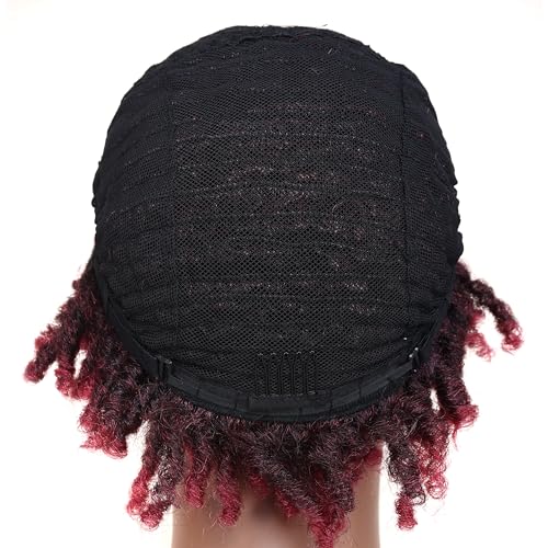 Ruilong Super Short Dreadlock Wig Ombre Burgundy Color