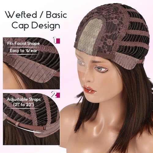 EMMOR Lace Front Wigs,Natural Layered Lace Wig is Suitable for Women,Heat-Resistant Synthetic Straight Wigs for Daily Use(Natural Brown)